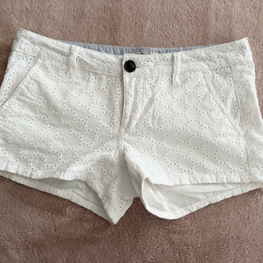 SO White Eyelet High Waist Women Shorts